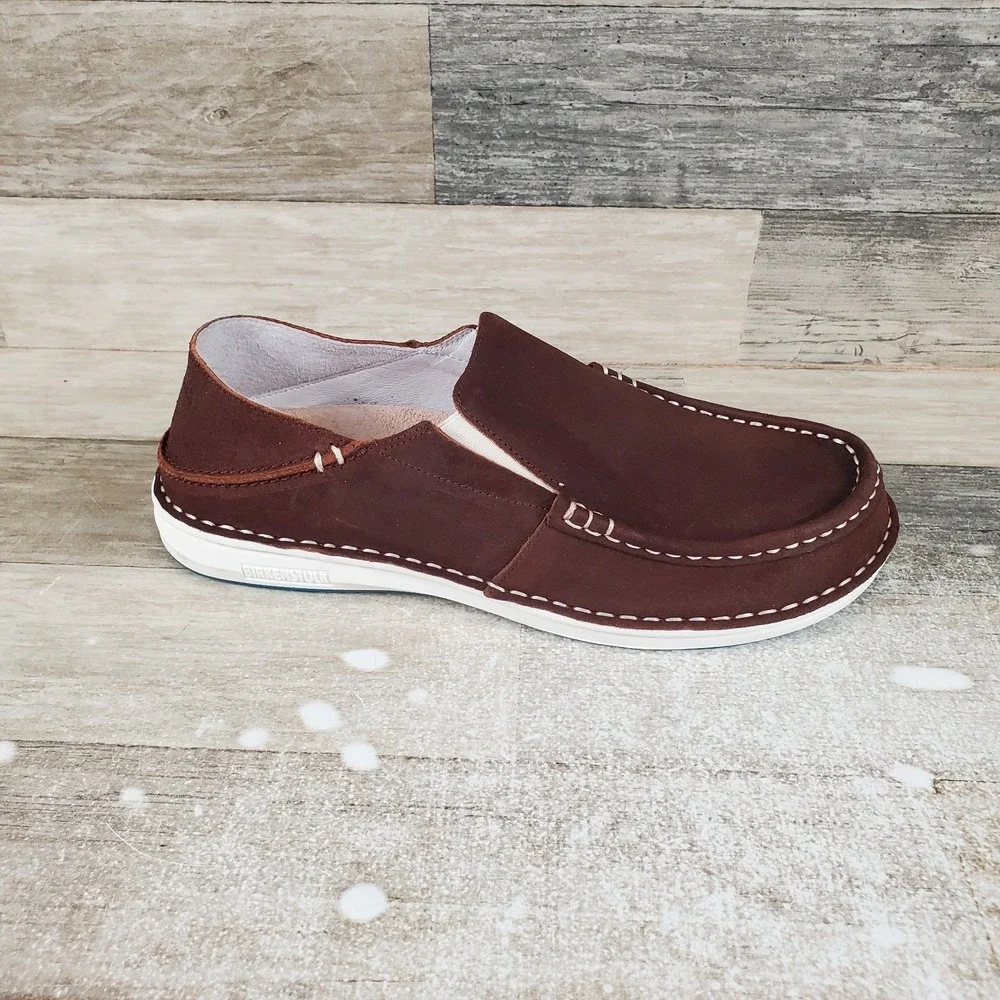 Birkenstock Duma Mens Moccasins Shoes Sz 7.5 Mid Brown Slip On Round Toe Loafers